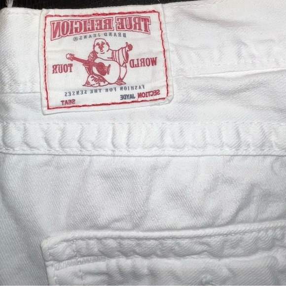 True Religion White Frayed Jean Shorts - Picture 4 of 5